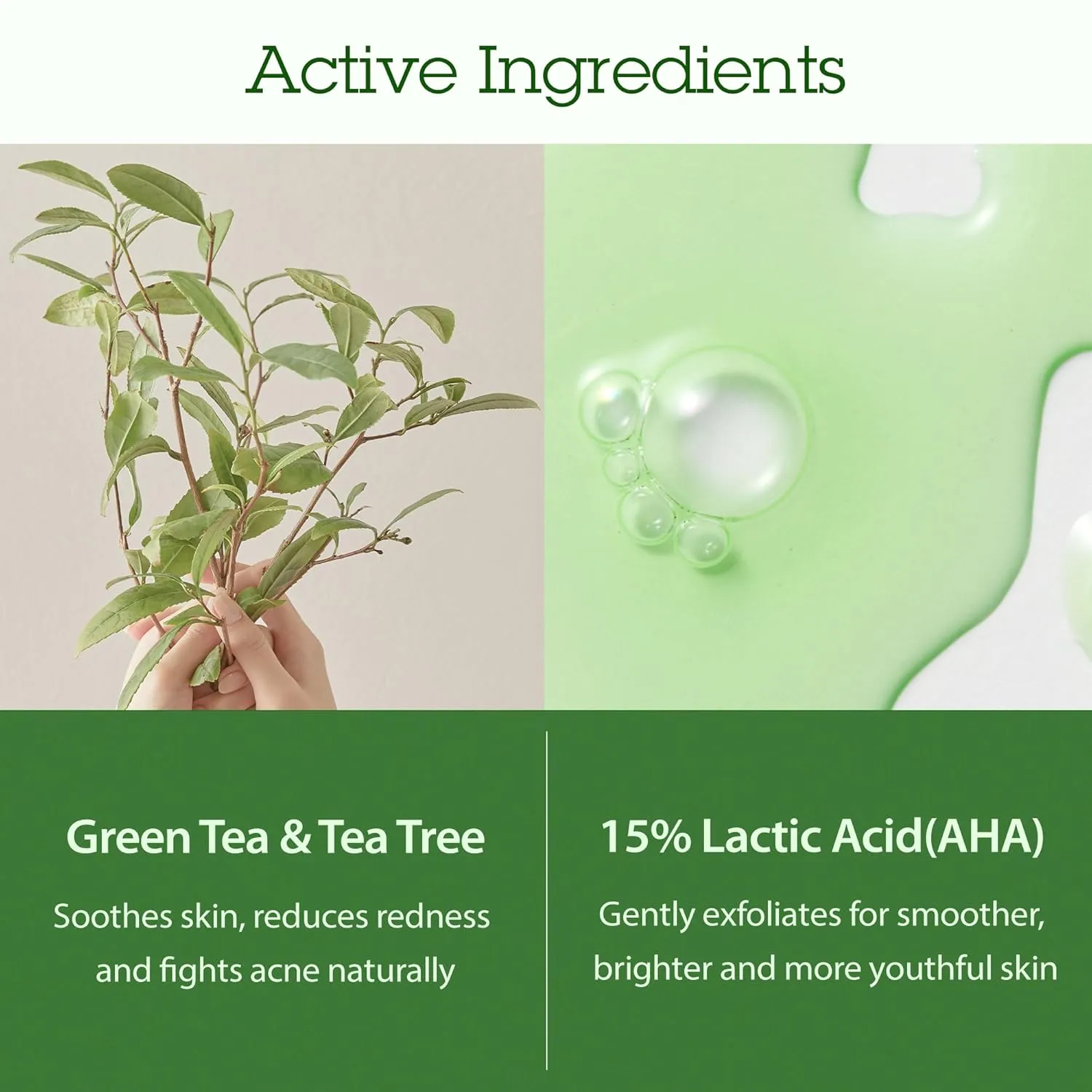 BLITHE Patting Splash Mask Soothing & Healing Green Tea - Lactic Acid Face Exfoliator Wash for Sensitive Skin Vegan K Beauty, Oil Controlling & Pore Clarifying 2.3 Fl Oz