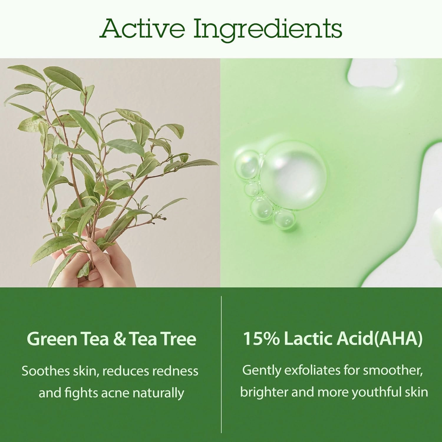 BLITHE Patting Splash Mask Face Exfoliator with Soothing & Healing Green Tea - Lactic Acid Exfoliating Face Wash for Acne Prone Skin, Vegan K Beauty Oil Controlling & Pore Clarifying 5.07 Fl Oz