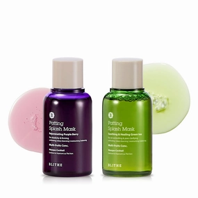 Blithe Patting Splash Mask Soothing & Healing Green Tea & Purple Rejuvenating Berry - Exfoliating AHA Face Wash with Green Tea for Oil Pore Control & Purple Berries for Firming Wrinkle Sagging Skin
