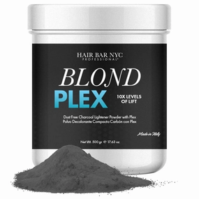 Blond Plex Extreme Lifting 10X Levels - Black/Charcoal Dust Free Lightener Powder Cool-Toned & Bright Finish - Made in Italy 500G / 17.63Oz