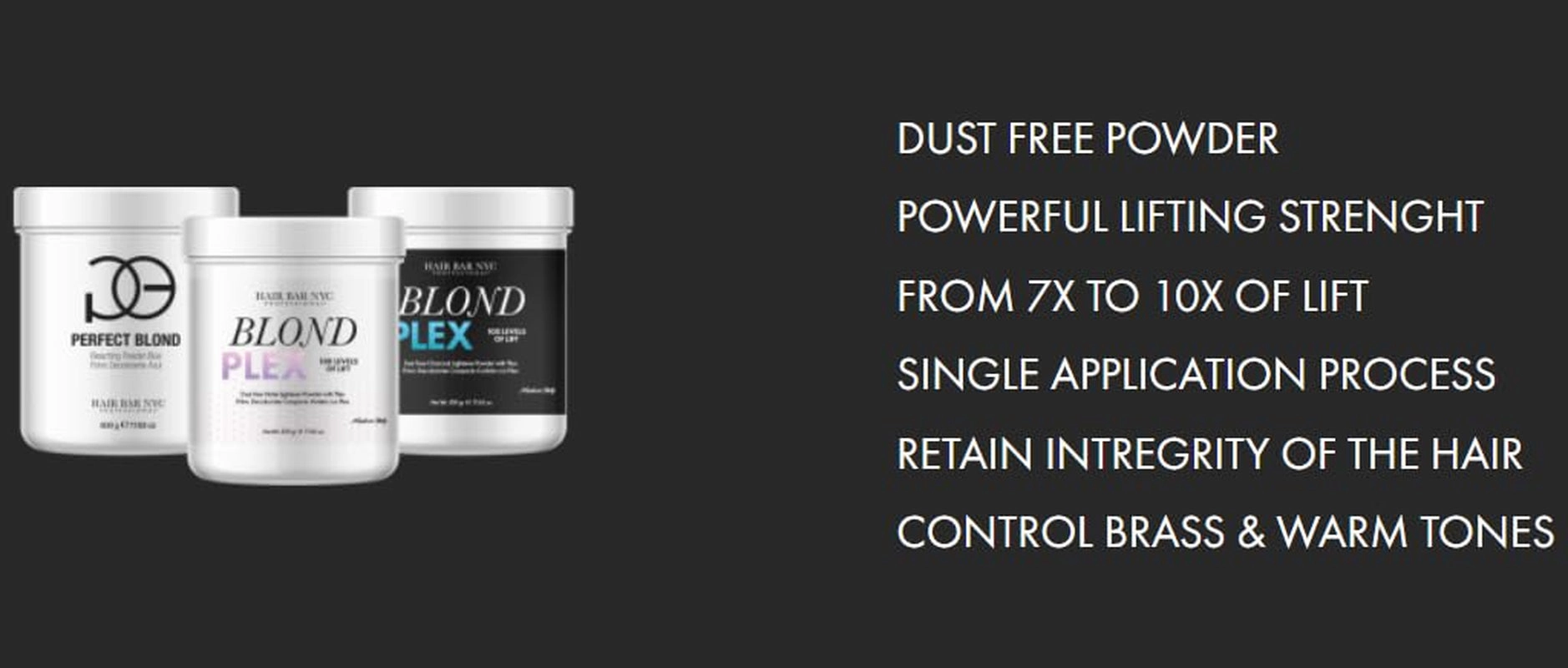 Blond Plex Extreme Lifting 10X Levels - Black/Charcoal Dust Free Lightener Powder Cool-Toned & Bright Finish - Made in Italy 500G / 17.63Oz