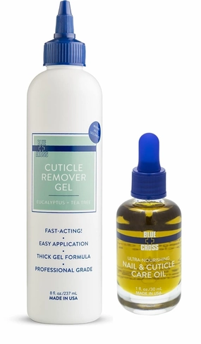 Blue Cross Professional Nail   Cuticle Care, All Natural Mineral Oil Free, Nourishing Nail & Cuticle Oil   Moisturizing Hydrating Cuticle Remover Gel Softener, 2 Pack Bundle