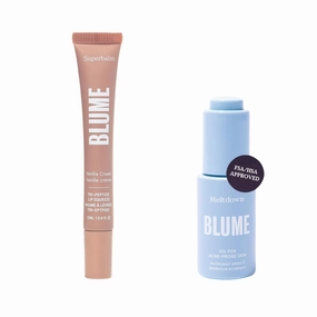 Blume Superbalm   Meltdown Oil Bundle - Lip Moisturizer with Shea Butter and Squalane to Heal Dry, Cracked Lips and Acne Treatment for Face - Skin-Smoothing Face Serum with Rosehip Oil - 2 Count