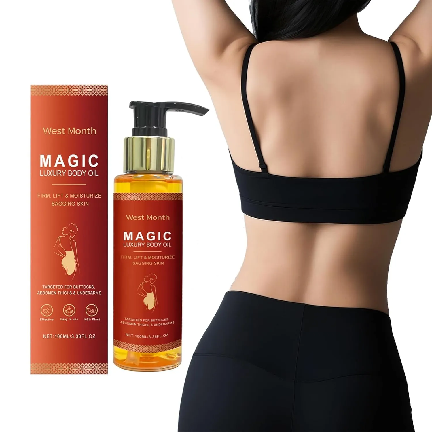 Body Firming Oil – Full Body Use, Hydrating and Firming Skin Oil for Arms, Chest, and Thighs – with Vitamin E, Rosehip, and Almond OiI. (1)