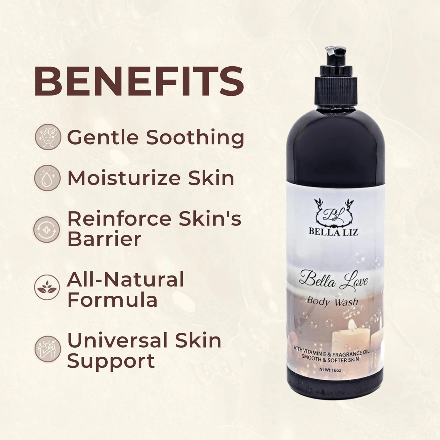 Body Wash for Sensitive Skin, 16 oz – Moisturizing & Hydrating Shower Gel, Gentle Daily Cleanser with Nourishing Formula for Dry Skin, Soft Smooth Skin Care (Lavender)