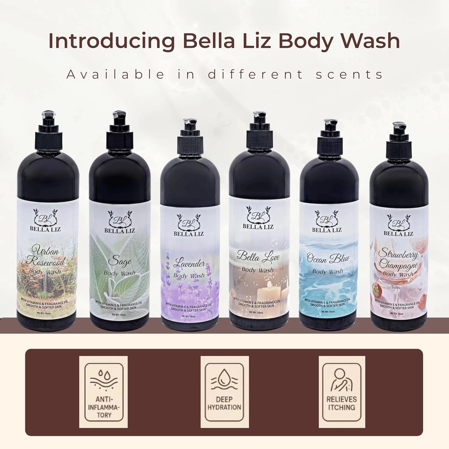 Body Wash for Sensitive Skin, 16 oz – Moisturizing & Hydrating Shower Gel, Gentle Daily Cleanser with Nourishing Formula for Dry Skin, Soft Smooth Skin Care (Lavender)