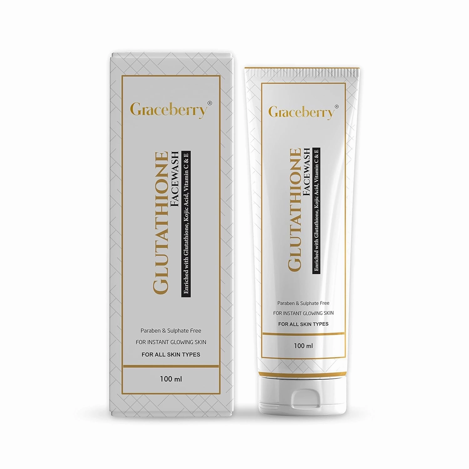 Brightening L-Glutathione Face Wash with Vitamin C & E, Glycolic acid and Kojic Acid For Deep Cleansing | Face Wash For Woman & Men | All Skin Type | 100GM