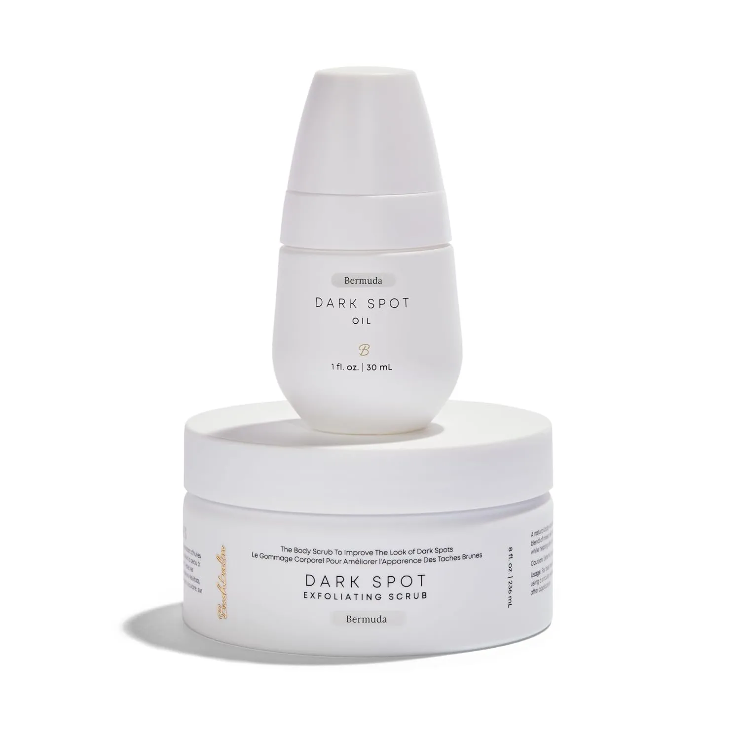 Bushbalm Dark Spots and Ingrown Hair 2 Step Routine - Rejuvenate and Nourish - Ingrown Hair Oil (30 ml) and Exfoliating Scrub (236 ml) - Bermuda