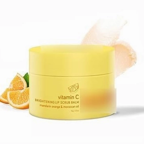 C Lip Scrub Balm 85% Reduction in Dark Lips & Pigmentation, Heals Dry & Chapped Lips with Mandarin Orange & Argan Oil,100% Vegan for Women & Men (15gm)