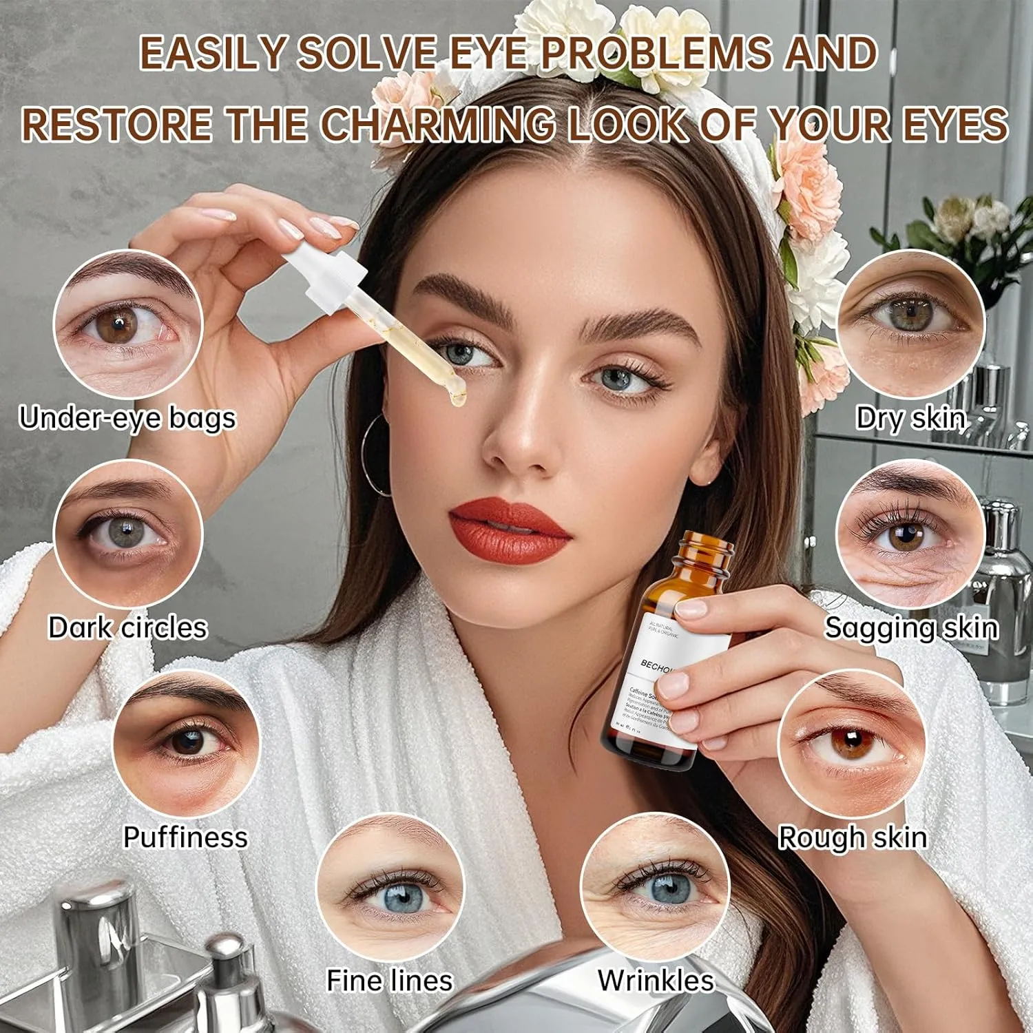 Caffeine Solution 5%   EGCG Serum for Dark Circles and Puffiness,30ml Anti Aging Moisturizing Caffeine Eye serum for Women,Reduce Fine Lines & Wrinkles Under Eye Bags,2Pcs