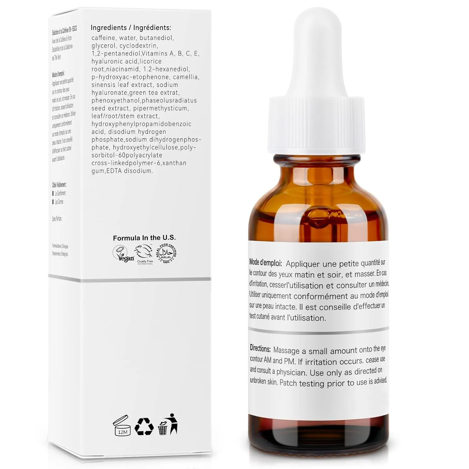Caffeine Solution 5%   EGCG Serum for Dark Circles and Puffiness,30ml Anti Aging Moisturizing Caffeine Eye serum for Women,Reduce Fine Lines & Wrinkles Under Eye Bags,2Pcs