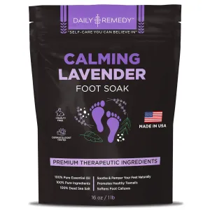 Calming Lavender Foot Soak with Epsom Salt, Made in USA, Foot Soak Soothes Tired Feet, Athletes Foot, Stubborn Foot Odor, Softens Calluses & Helps Treat Toenail, 16 oz 1 lb