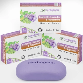 Castor oil, Lavender and Peppermint Herbal Soap | Pack of 3 of 5oz soap Bar | Natural Bar Soap for Face and Body | Hydrating and Nourishing | Suitable for Men and Women