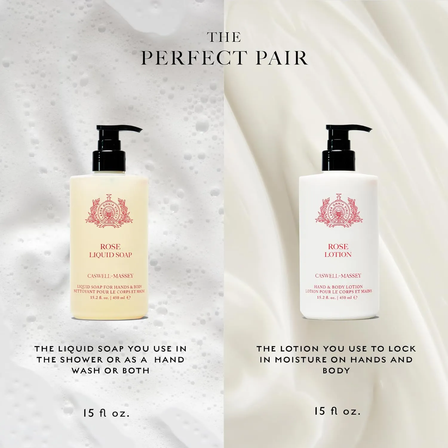 Caswell-Massey Rose Body Care Gift Set - Hydrating Lotion & Gentle Body Wash for Daily Use, Infused with Luxurious Rosewater Fragrance, Aloe Vera, Shea Butter & Botanical Extracts, 15.2 fl oz Each