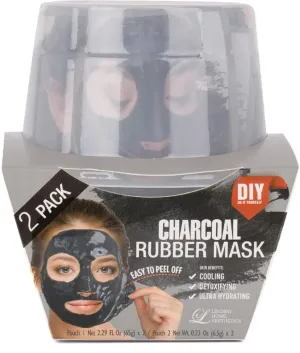 Charcoal Rubber Face Mask with Charcoal, Peppermint Oil & Green Tea to Combat Acne, Blackheads, Balance Skin for Cooling, Detoxifying & Hydrating Effects, 2 Masks 5.04 oz
