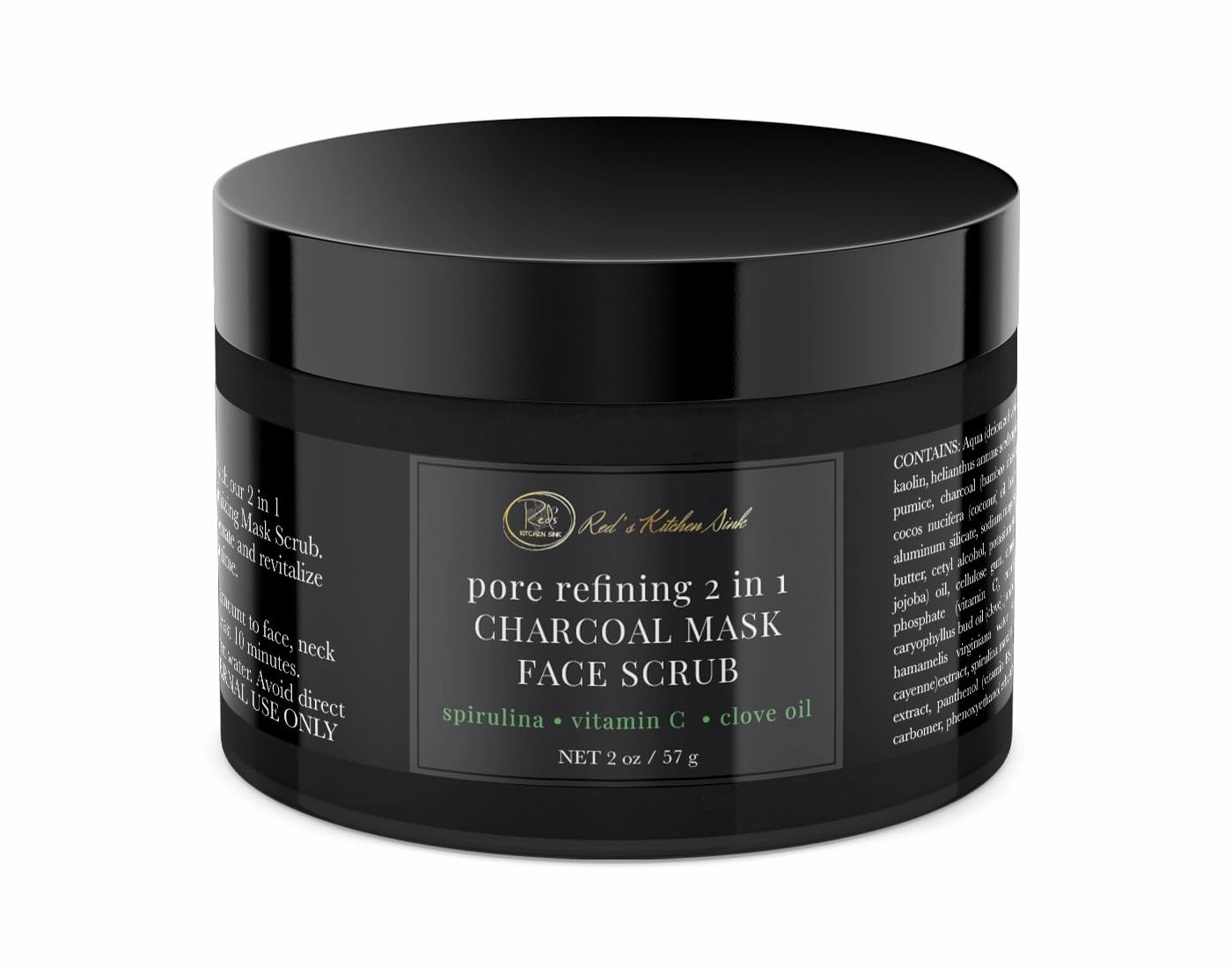 Charcoal Face Mask | Charcoal Mask Scrub 2 in 1 Pore Refining - 2OZ