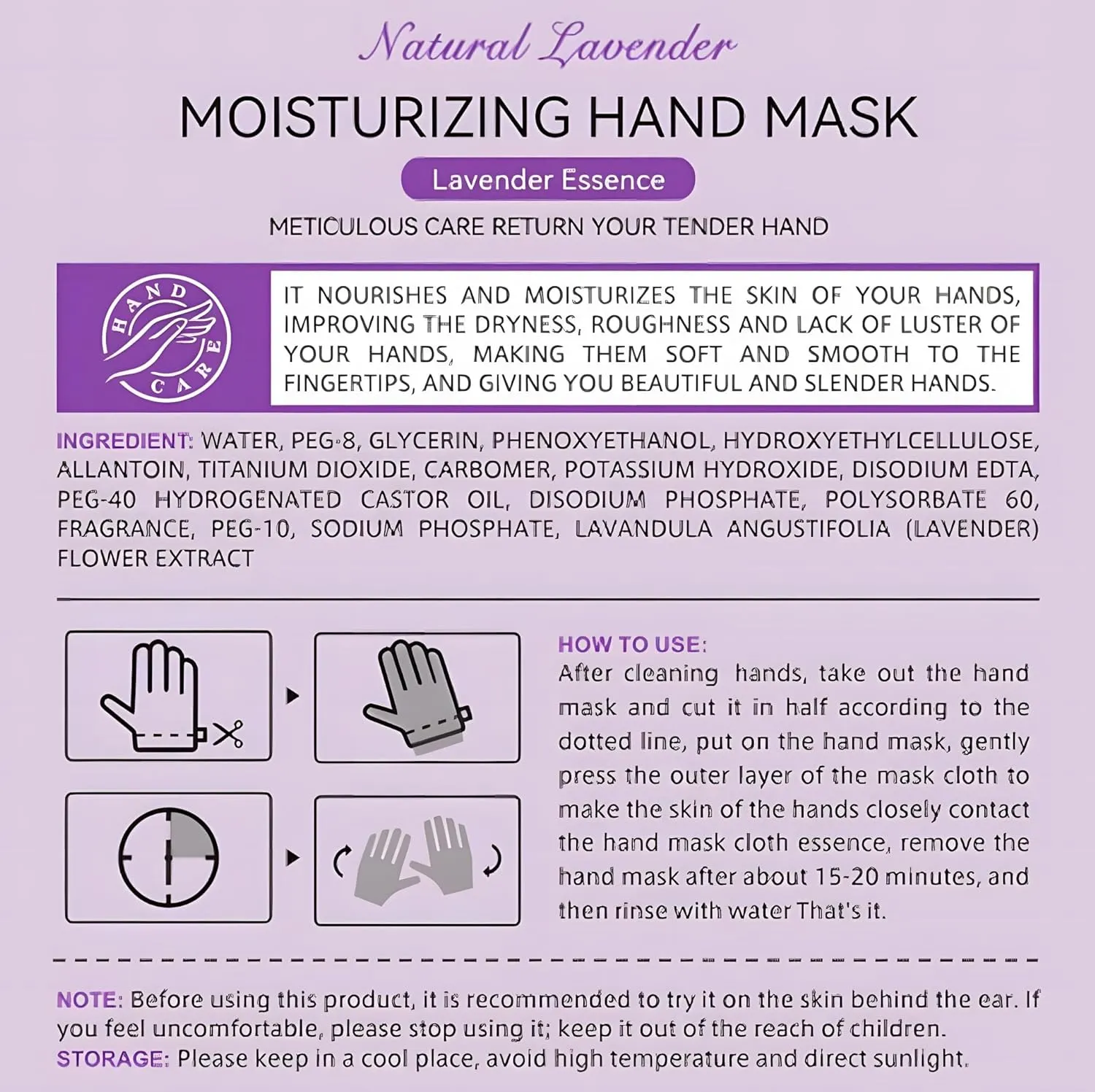 Chicwe 30 Pairs of Hand Masks Moisturizing Glove, Hydrating Hand Masks for Dry Peeling Hands, Exfoliating Collagen Gloves for Smooth Hands (Lavender)