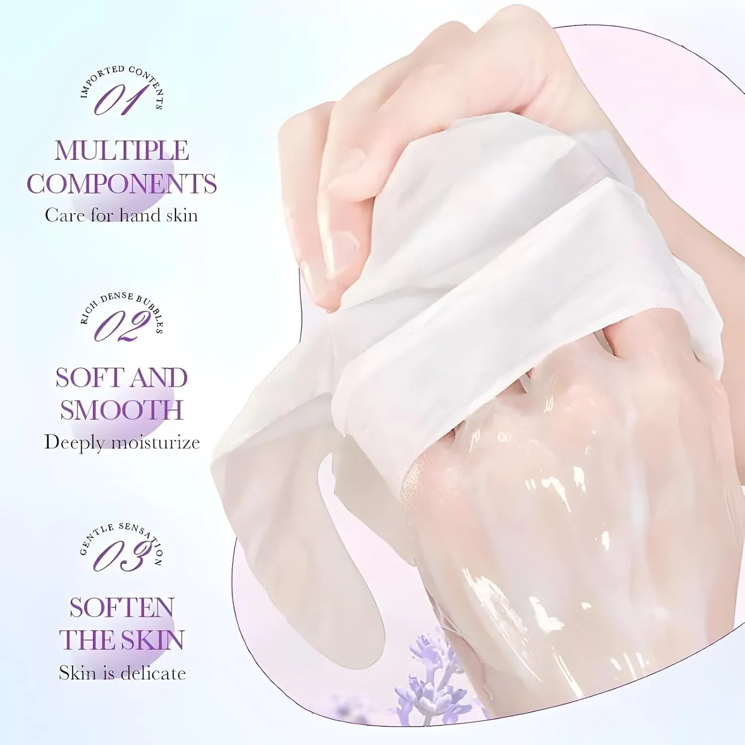 Chicwe 30 Pairs of Hand Masks Moisturizing Glove, Hydrating Hand Masks for Dry Peeling Hands, Exfoliating Collagen Gloves for Smooth Hands (Lavender)