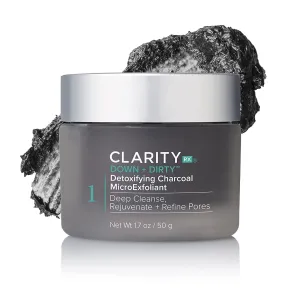 ClarityRx Down   Dirty Detoxifying Charcoal Based Exfoliating Face Wash, Natural Facial Scrub Micro Exfoliant for Oily Skin, Paraben Free, Cruelty Free