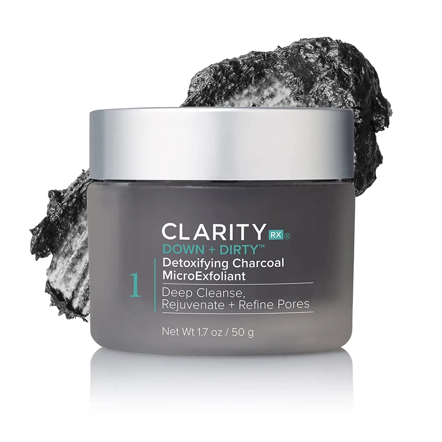 ClarityRx Down   Dirty Detoxifying Charcoal Based Exfoliating Face Wash, Natural Facial Scrub Micro Exfoliant for Oily Skin, Paraben Free, Cruelty Free