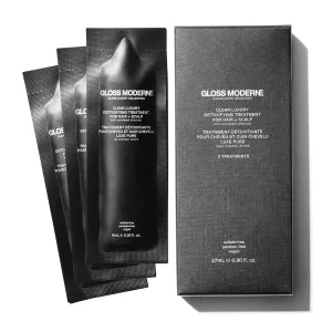 Clean Luxury Detoxifying Treatment for Hair and Scalp with Activated Charcoal by GLOSS MODERNE - Pack of 3 - Notes of Mediterranean Almond and Coconut Accented with Cognac - Detoxification Masque,3 Count (Pack of 1)