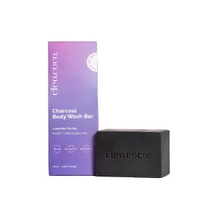 Cleo Coco Charcoal Body Wash Bar - Activated Charcoal Face and Body Cleansing Soap Bar, Zero Waste Package, Aluminum Free, For All Skin Types Including Acne, Eczema, Psoriasis, Made in US (4.5oz)