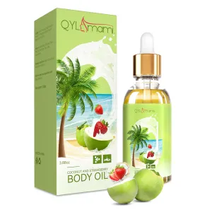 Coconut & Strawberry Antioxidant Body Oil for Skin Nourishment & Radiance - Vitamin E, Jojoba & Argan Oil Infused, 115ml