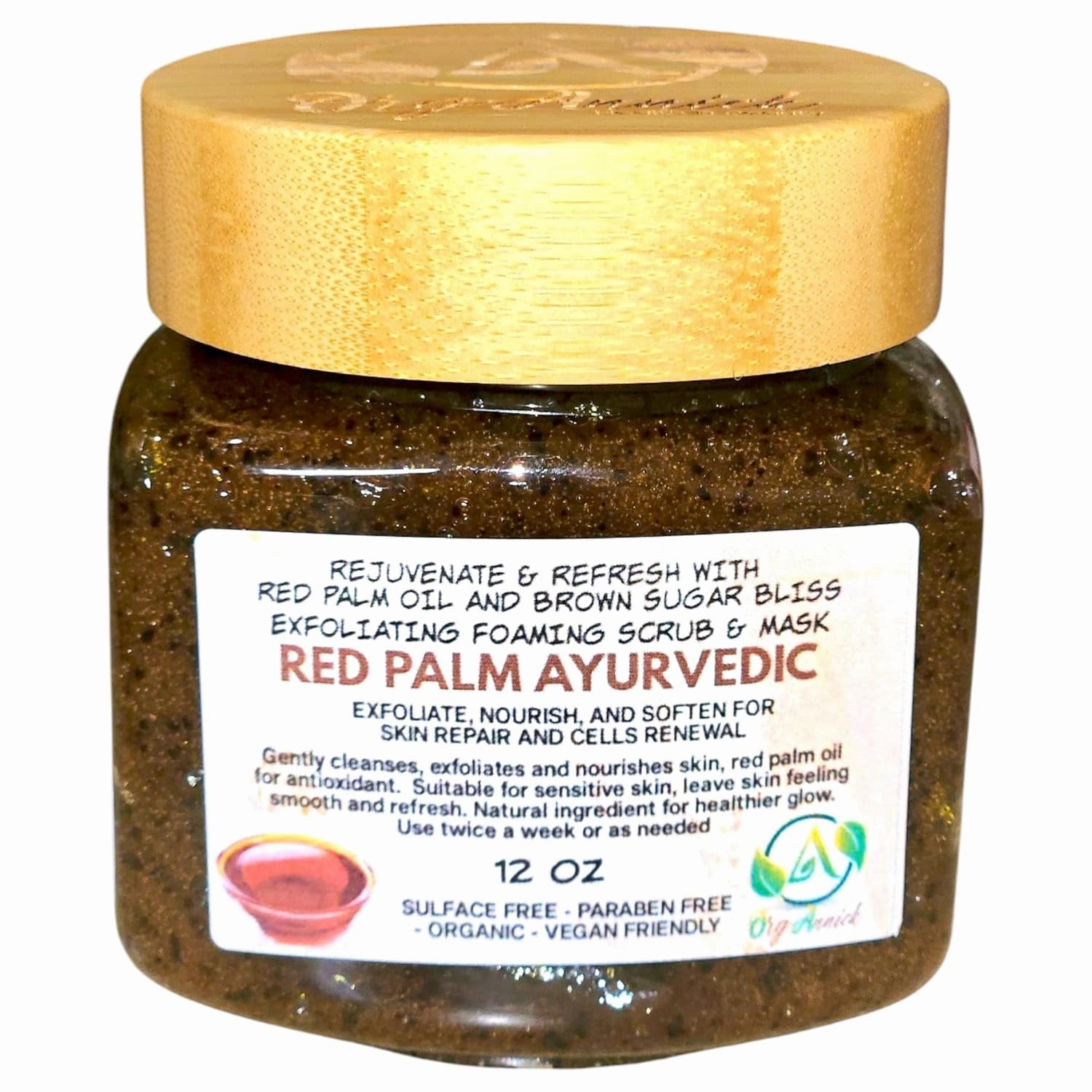 Coffee Body Scrub & Mask with Red Palm Oil – 12 Oz Coffee Sugar Exfoliating Body Scrub & Face Mask Skincare for Glowing Skin