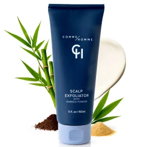 Comme Homme Scalp Exfoliator for Bald Men – Detoxifying Pre-Shave Scrub with Bamboo, Glycolic Acid, Aloe & Caffeine – Removes Dead Skin & Unclogs Pores – Anti-Aging – 5 fl oz / 150 ml