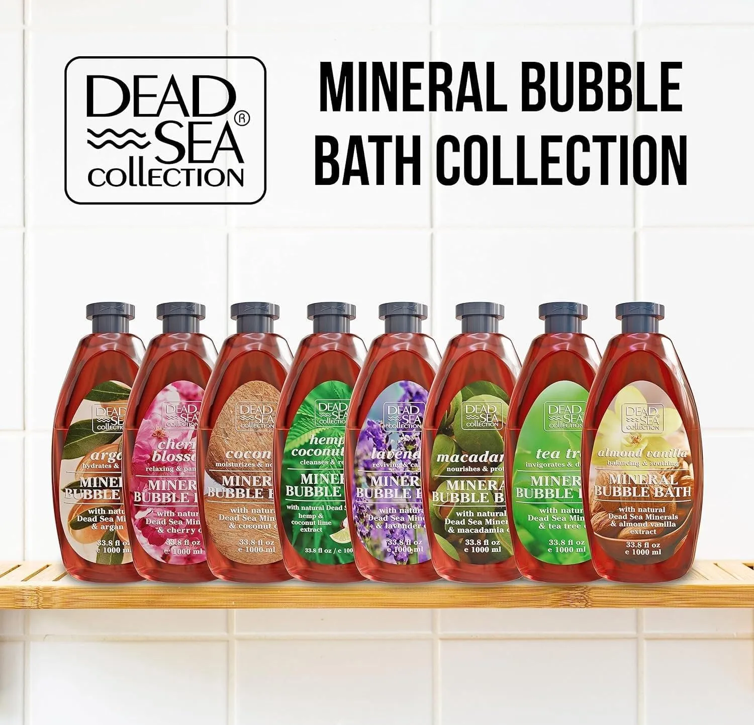 Dead Sea Collection Bubble Bath for Women and Men - with Coconut Oil and Pure Minerals - Nourishing and Moisturizing Skin - 33.8 Fl. Oz