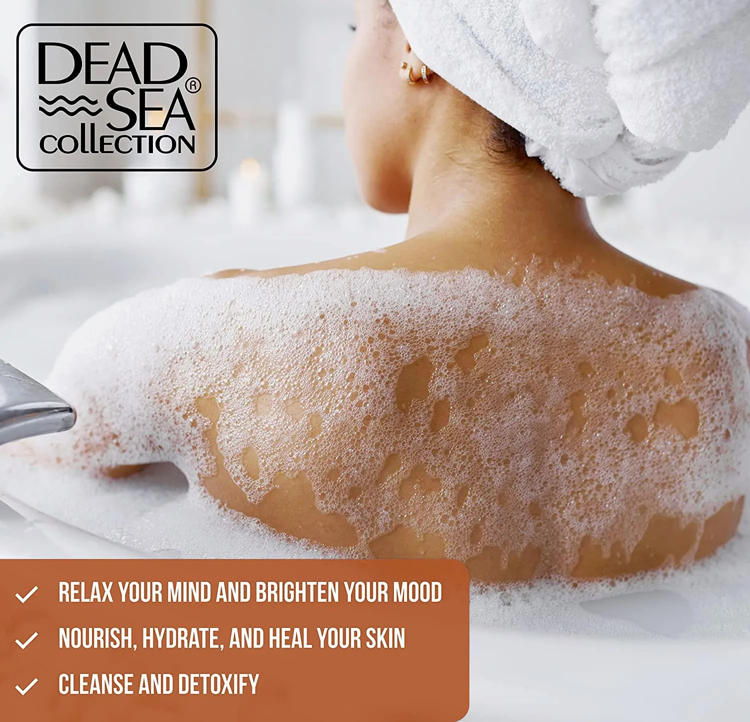 Dead Sea Collection Bubble Bath for Women and Men - with Coconut Oil and Pure Minerals - Nourishing and Moisturizing Skin - 33.8 Fl. Oz