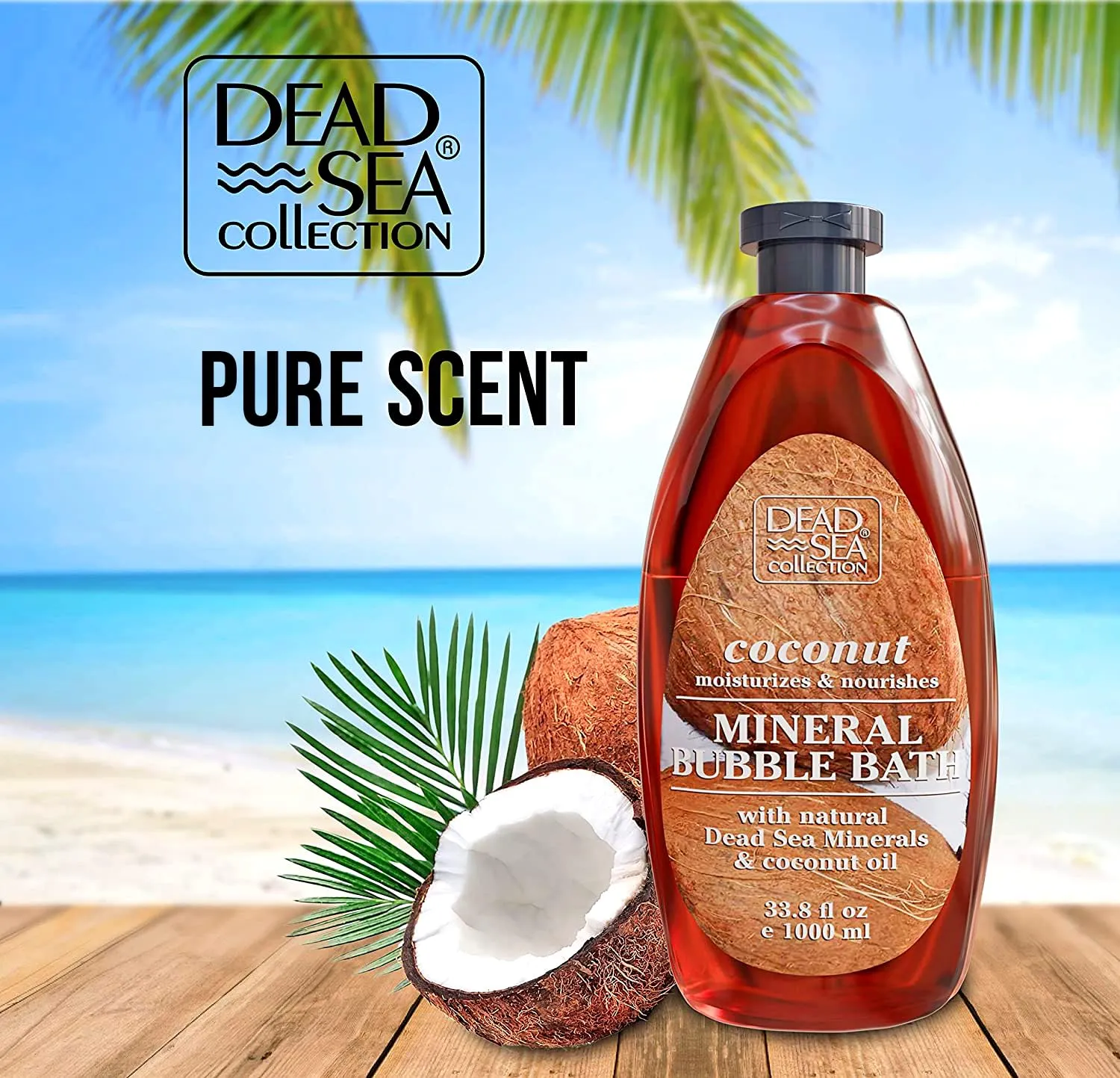 Dead Sea Collection Bubble Bath for Women and Men - with Coconut Oil and Pure Minerals - Nourishing and Moisturizing Skin - 33.8 Fl. Oz