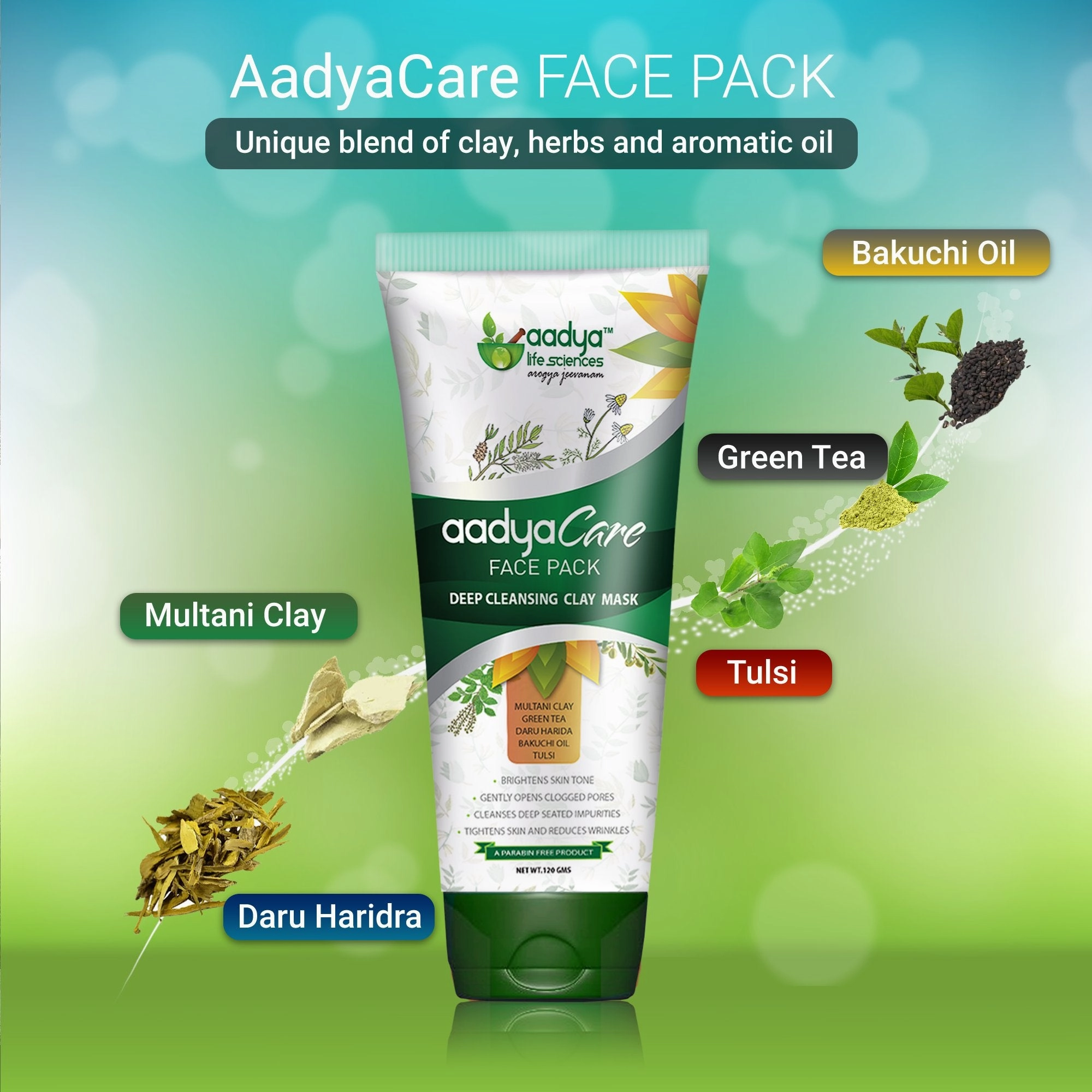 Deep cleansing multani mud based clay mask that Revives and brings back skin to natural tone.