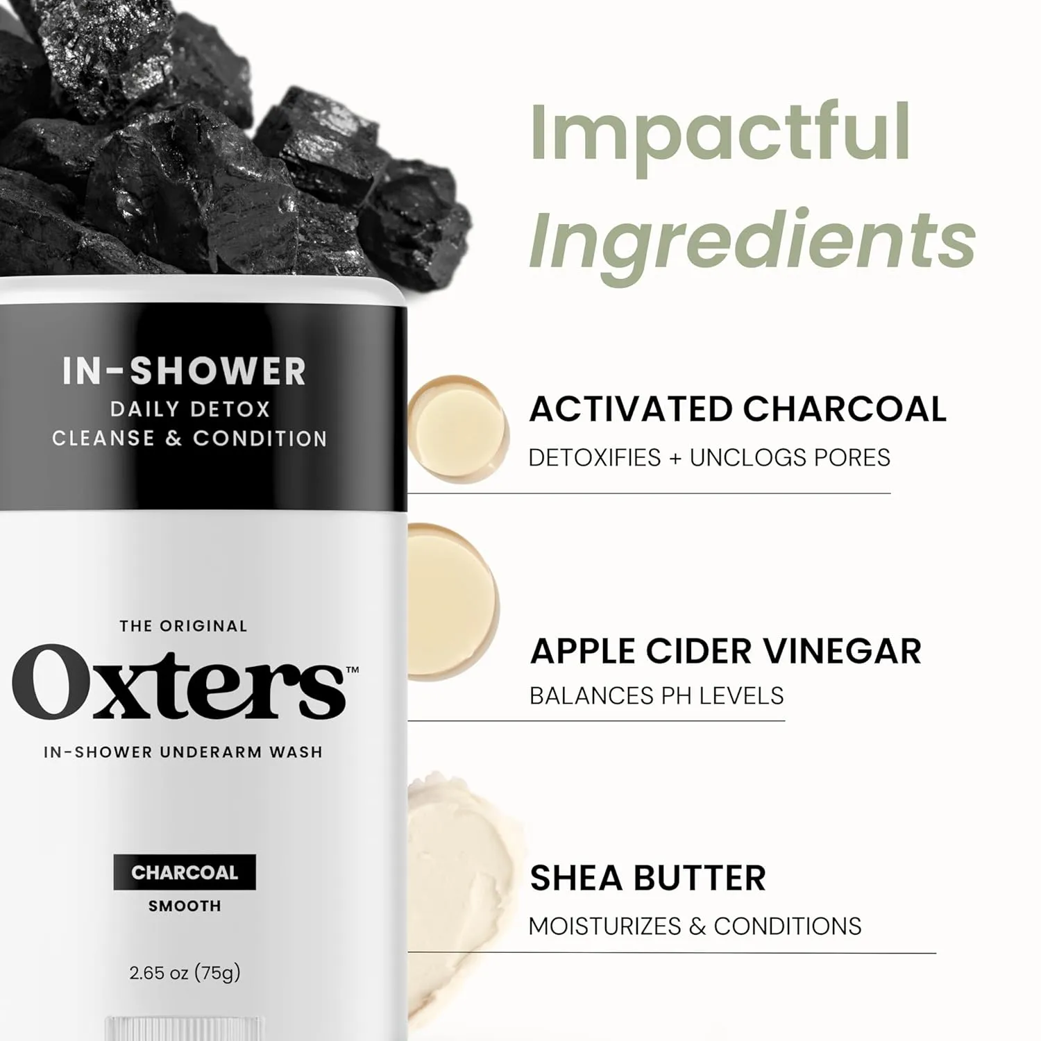 Detoxifying Underarm Wash – Charcoal Smooth | Aluminum-Free Cleanser for Men & Women | Removes Deodorant & Sweat Buildup | Clean Ingredients | Made in USA