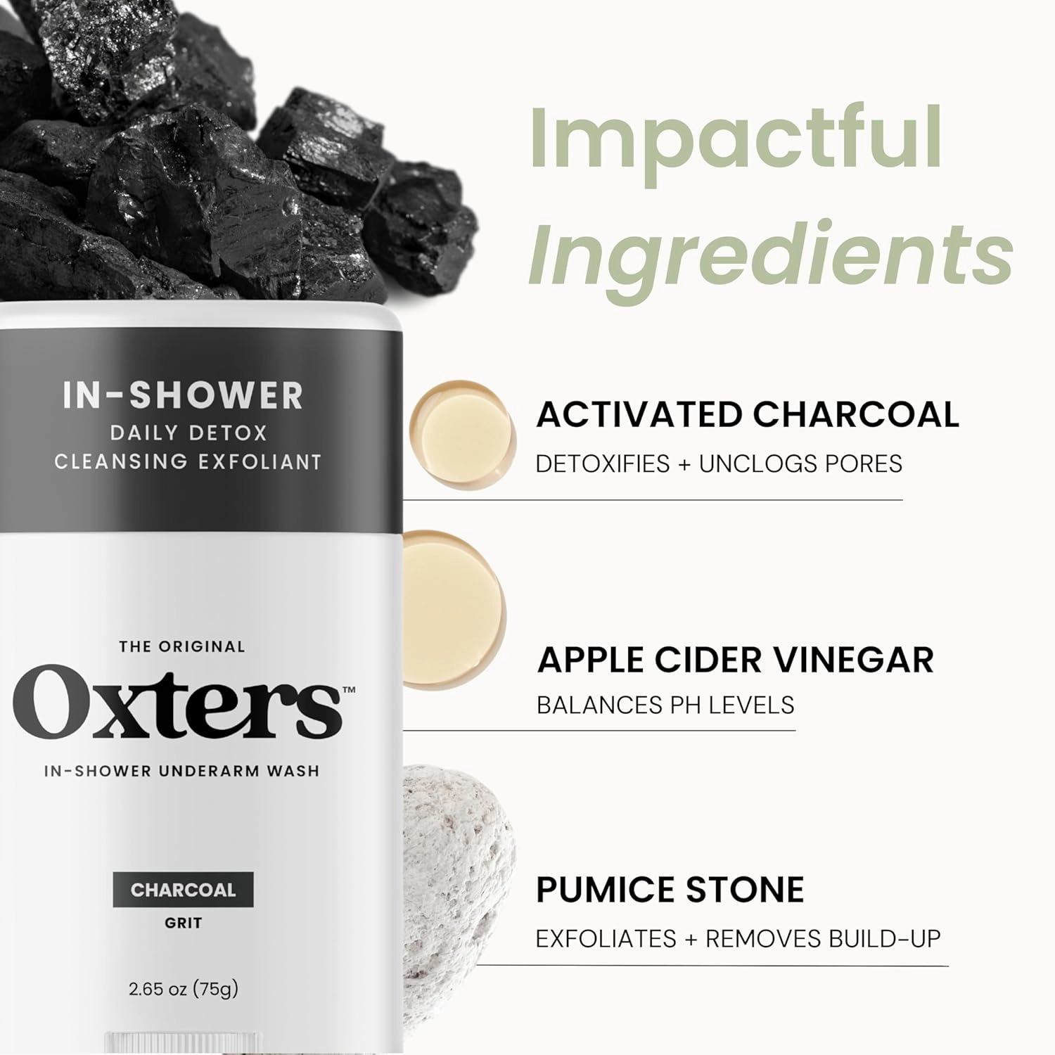 Detoxifying Underarm Wash – Charcoal Grit Exfoliant | Aluminum-Free Cleanser for Men & Women | Removes Deodorant & Sweat Buildup | Clean Ingredients | Made in USA
