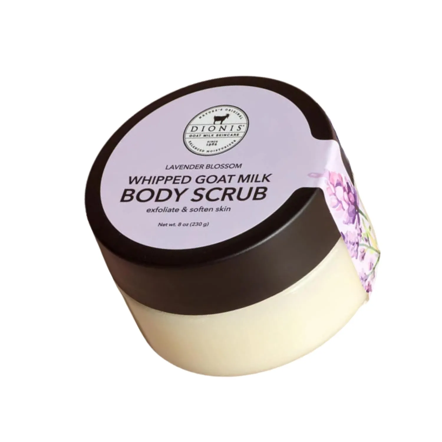 Dionis - Goat Milk Skincare Scented Whipped Body Scrubs - Intensely Hydrating Exfoliating Wash for Softer, Smoother Skin, Made in the USA - Cruelty Free and Paraben Free, Lavender Blossom, 8oz