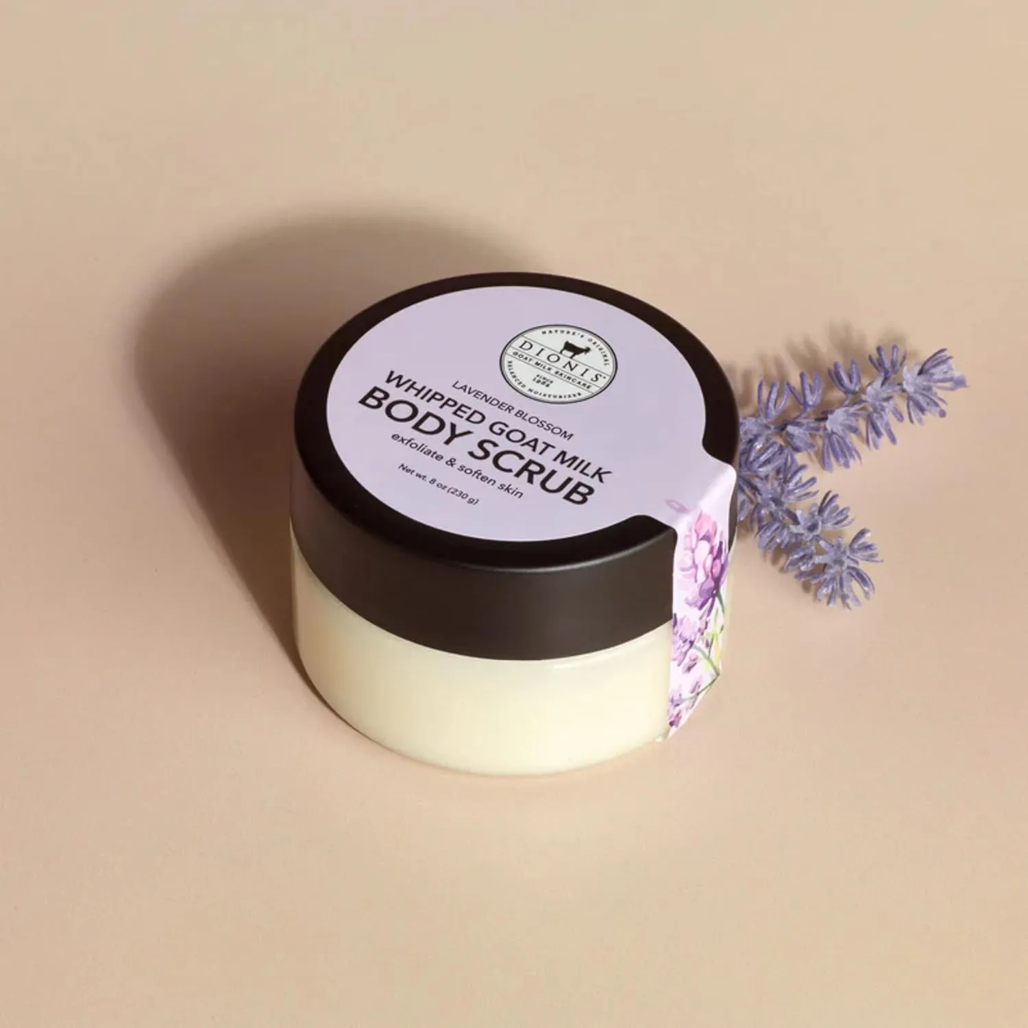 Dionis - Goat Milk Skincare Scented Whipped Body Scrubs - Intensely Hydrating Exfoliating Wash for Softer, Smoother Skin, Made in the USA - Cruelty Free and Paraben Free, Lavender Blossom, 8oz