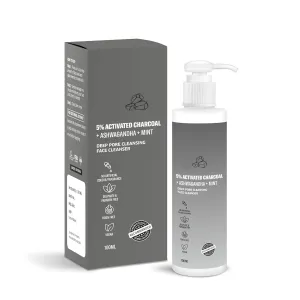 DK 5% Activated Charcoal Face Wash with Mint & Ashwagandha | Deep Pore Cleansing Face Cleanser | For Oily, Combination & Acne Prone Skin | 100ml