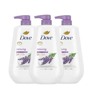 Dove Body Wash with Pump Relaxing Lavender Oil & Chamomile 3 Count for Renewed, Healthy-Looking Skin Gentle Skin Cleanser with 24hr Renewing MicroMoisture 30.6 oz