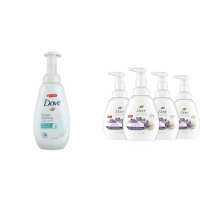 Dove Instant Foaming Body Wash for Softer and Smoother Skin Sensitive Skin Effectively Washes Away & Foaming Hand Wash Lavender & Rice Milk Pack of 4 Protects Skin from Dryness, More Moisturizers