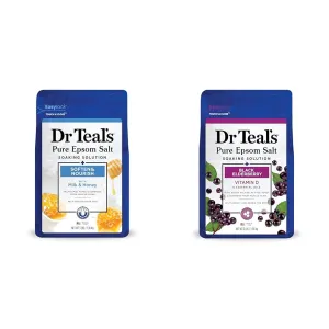 Dr Teal's Epsom Salt Soaks, Milk and Honey 48 Oz & Elderberry 3 lbs