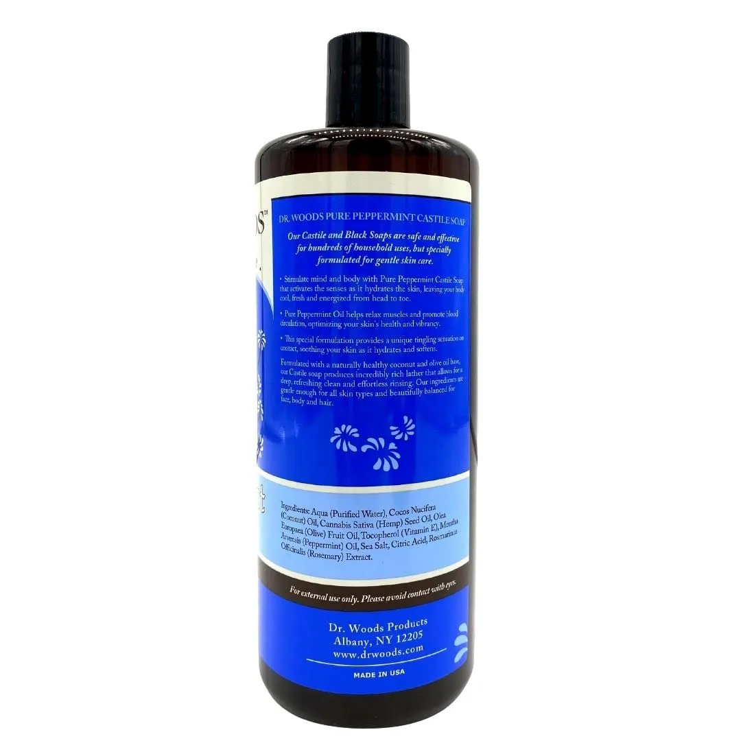 Dr. Woods Pure Peppermint Liquid Castile Soap, 32 Ounce (Pack of 2)