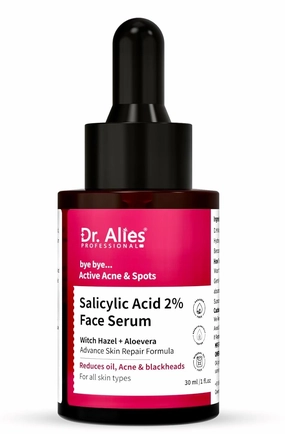 Dr. Alies Professional 2% Salicylic Acid Serum for Acne, Blackheads & Open Pores,Reduces Excess Oil & Bumpy Texture, BHA Liquid Exfoliant for Acne-Prone & Oily Skin,1 Fl Oz/30mL for Men & Women