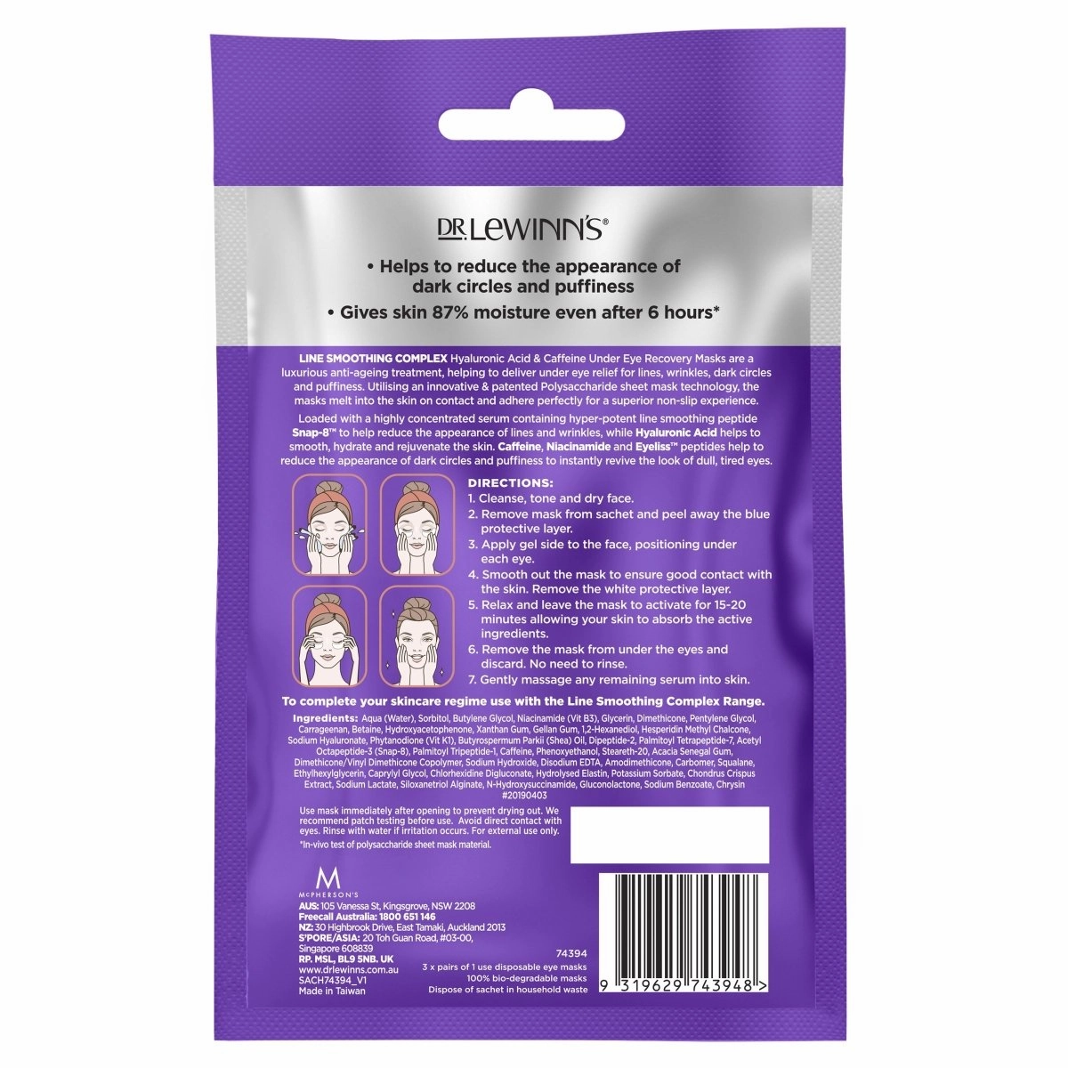 Dr. LeWinn's Line Smoothing Complex Under Eye Recovery Masks 3 Pack