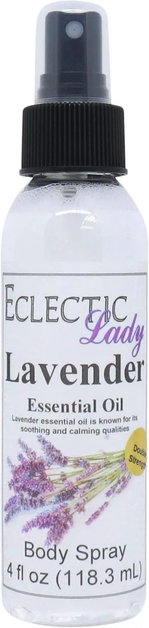 Eclectic Lady Lavender Body Spray, Double Strength, 4 ounces, Body Mist for Women with Clean, Light & Gentle Fragrance, Cologne with Soft, Subtle Aroma For Daily Use