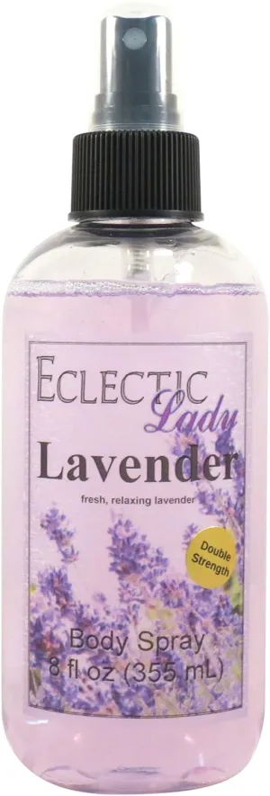 Eclectic Lady Lavender Body Spray, Double Strength, 8 ounces, Body Mist for Women with Clean, Light & Gentle Fragrance, Cologne with Soft, Subtle Aroma For Daily Use