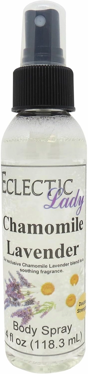 Eclectic Lady Chamomile Lavender Body Spray, Double Strength, 4 ounces, Body Mist for Women with Clean, Light & Gentle Fragrance, Cologne with Soft, Subtle Aroma For Daily Use
