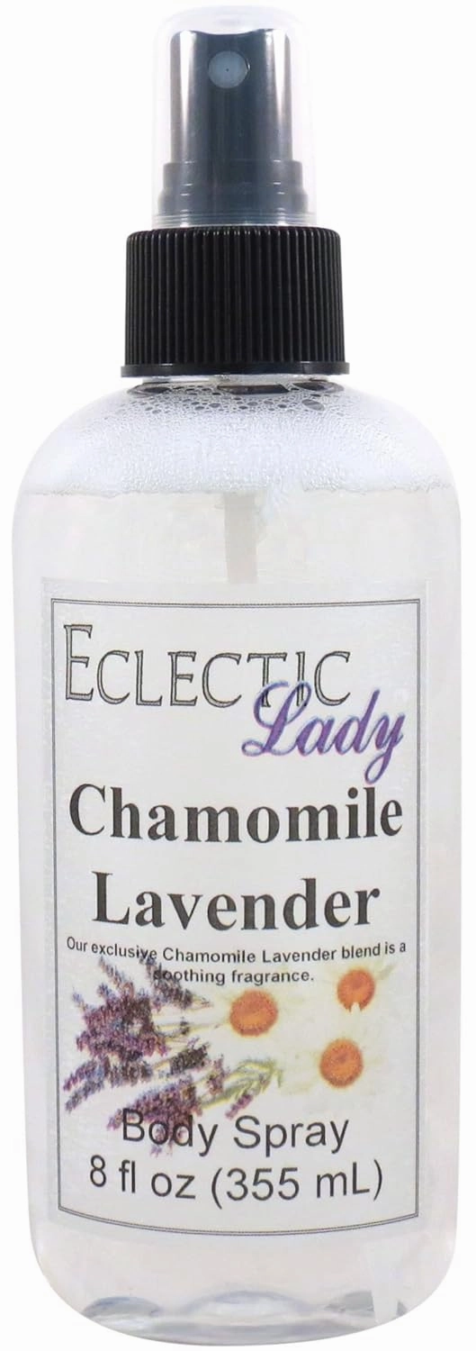 Eclectic Lady Chamomile Lavender Body Spray, Double Strength, 8 ounces, Body Mist for Women with Clean, Light & Gentle Fragrance, Cologne with Soft, Subtle Aroma For Daily Use