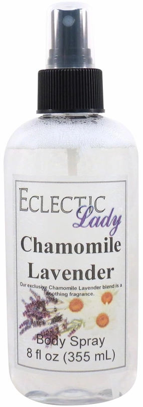 Eclectic Lady Chamomile Lavender Body Spray, Double Strength, 8 ounces, Body Mist for Women with Clean, Light & Gentle Fragrance, Cologne with Soft, Subtle Aroma For Daily Use