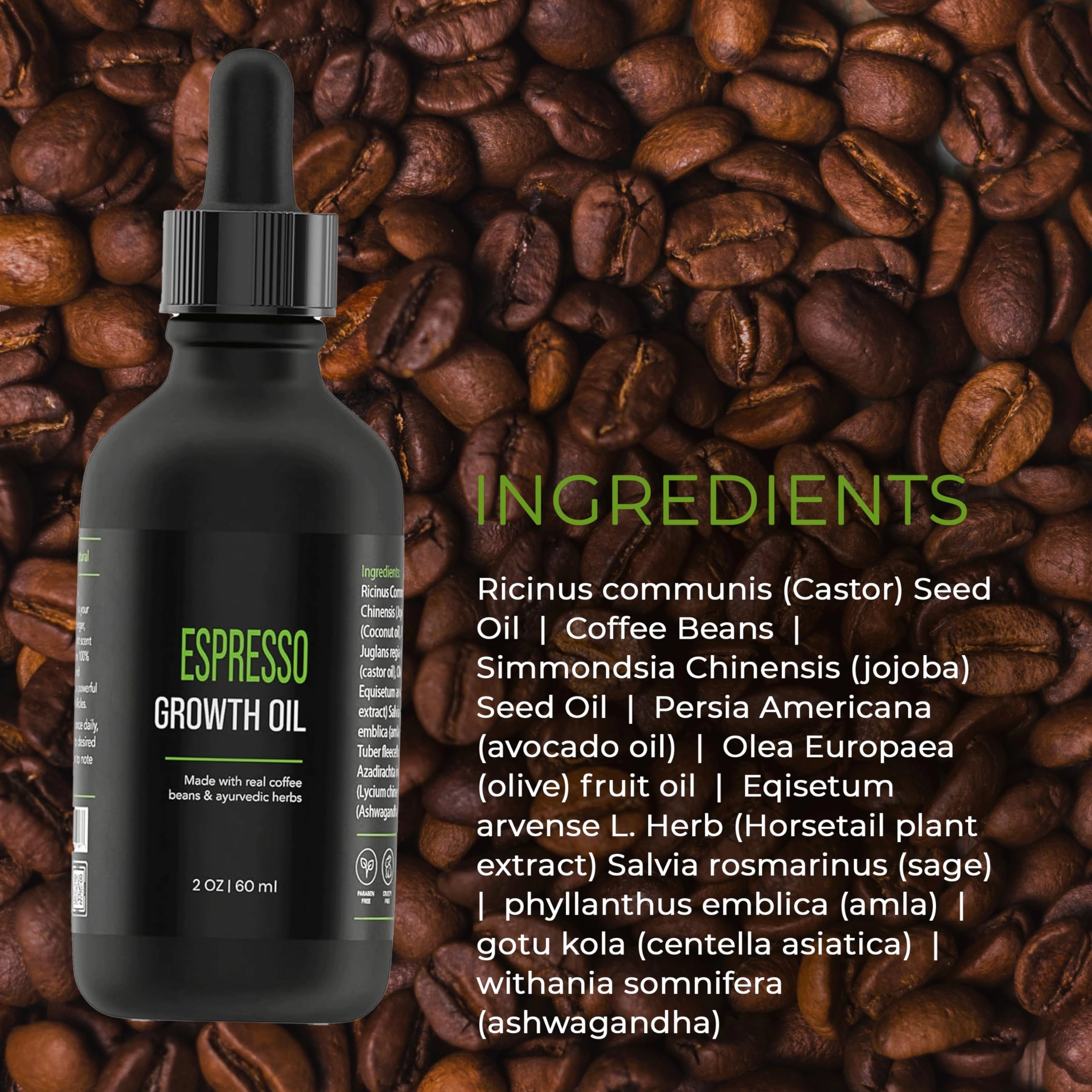 Edge Entity Espresso Hair Growth Oil 2oz – Blend of Castor Oil and Avocado Oil Infused with Coffee Beans, Amla and Ashwagandha for Thicker, Nourished Hair - Ideal for Kinky, Coily and Damaged Hair